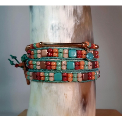 roségoud met turquoise armband roségoud met turquoise armband
